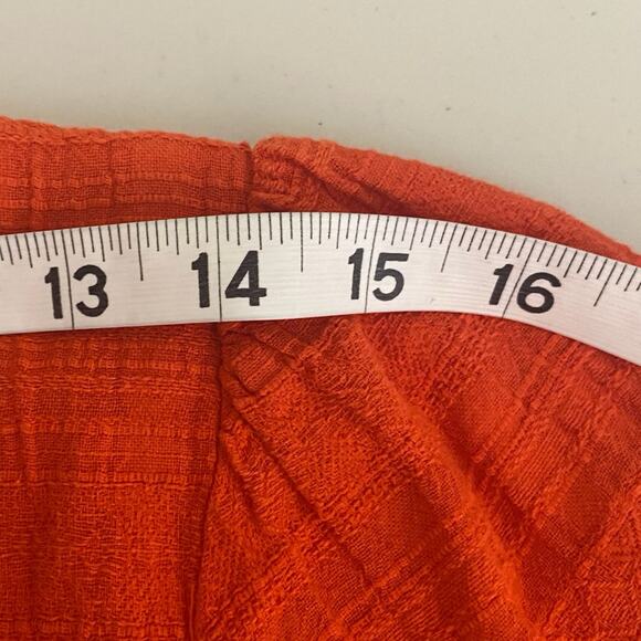 Orange Gauze Smocked Crop Top Womens Size XL 100% Cotton Puff Sleeve Milkmaid - Picture 6 of 8